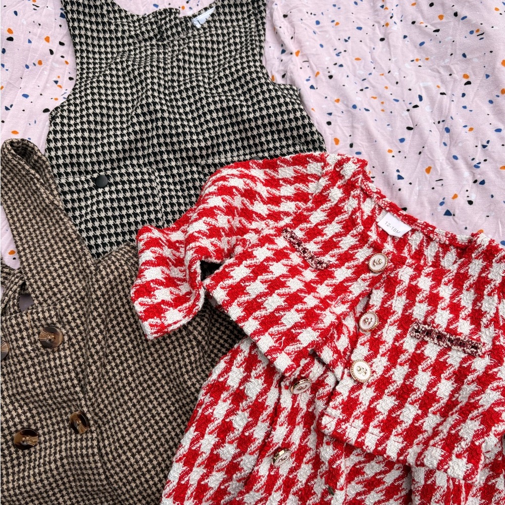 Red & White Houndstooth Tweed Jacket